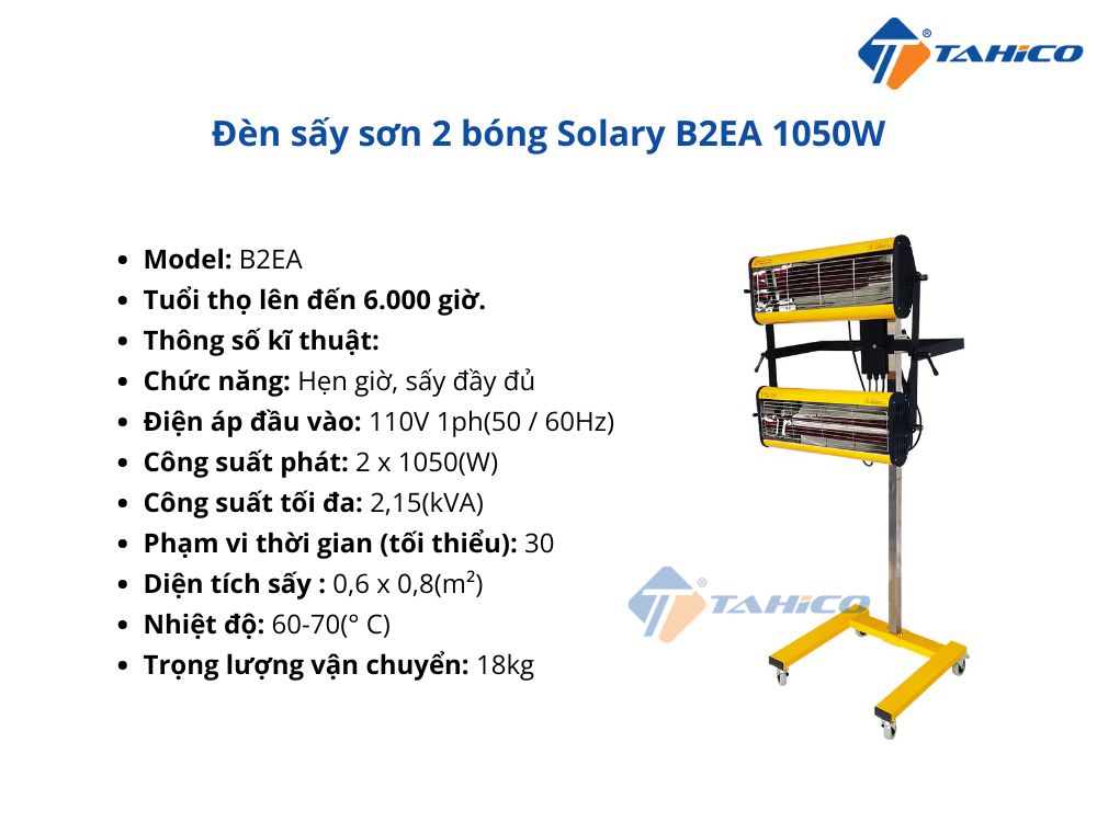 Đèn sấy sơn hồng ngoại Solary B2EA 1050W