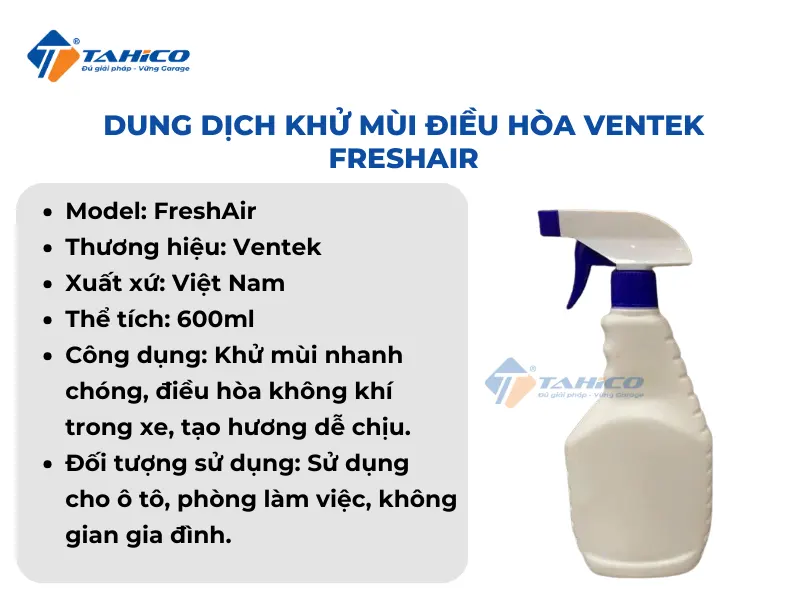 Dung dịch khử mùi điều hòa Ventek FreshAir