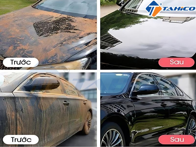 Trước và sau sử dụng dung dịch rửa xe bọt tuyết 3M phủ bóng sơn xe 2in1