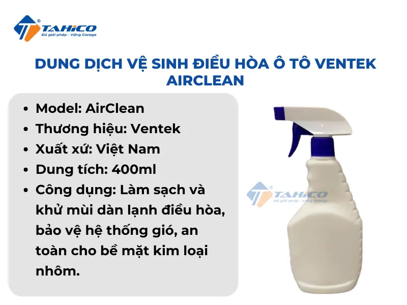 Dung dịch vệ sinh điều hòa ô tô Ventek AirClean