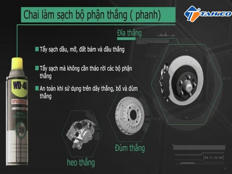 Vệ sinh phanh thắng đĩa WD40 Brake Parts Cleaner