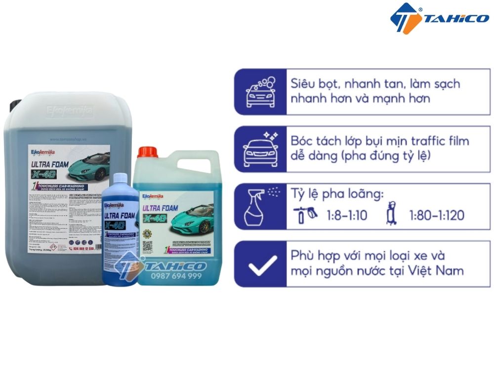 Nước rửa xe không chạm siêu bọt Ekokemika Ultra Foam X-40