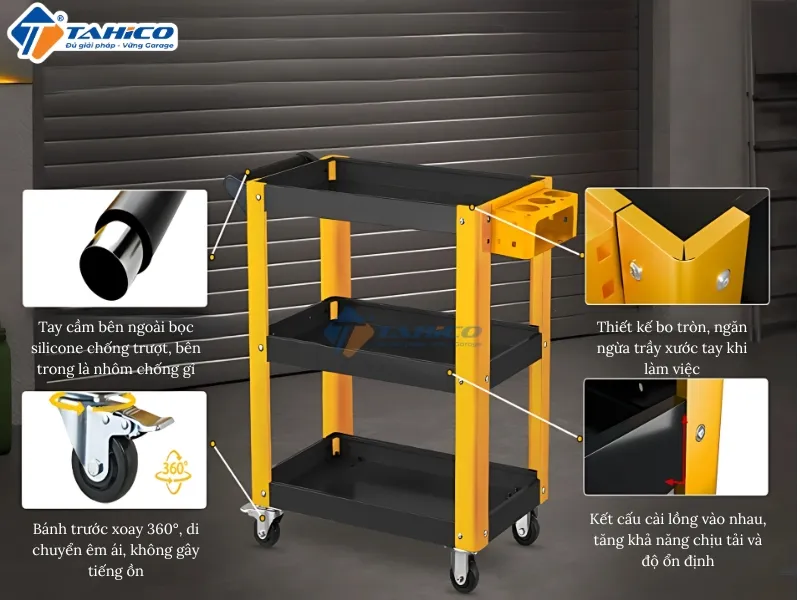Xe đẩy 3 tầng Erito AB6102 | Có tấm đột lỗ