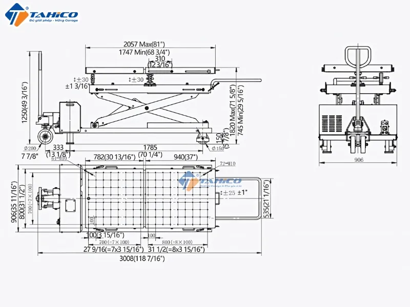 Bàn nâng pin xe ô tô điện Erito ON-7808E-12ER 1,2 tấn – China