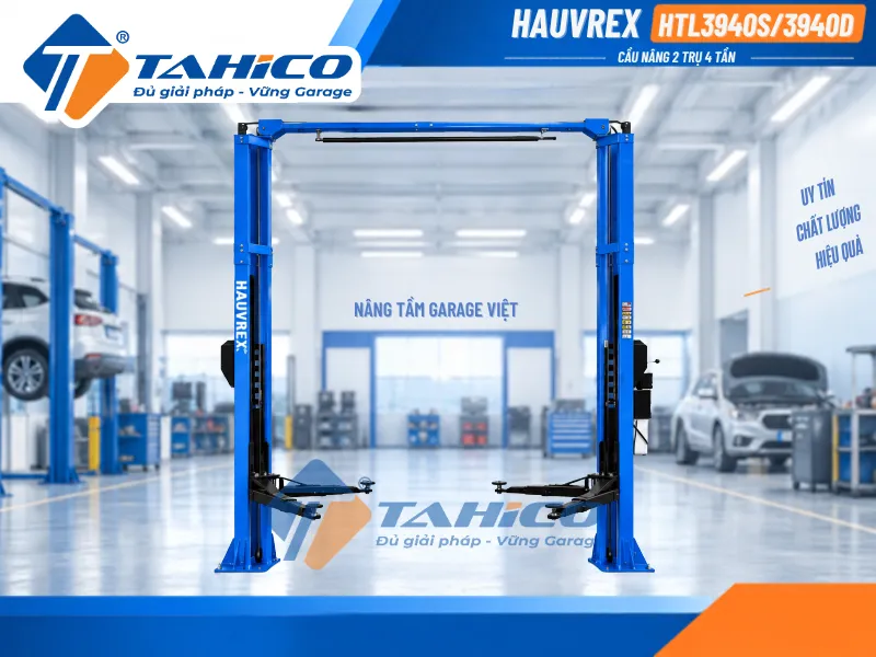 Cầu nâng 2 trụ cáp trên Hauvrex HTL3940S/HTL3940D