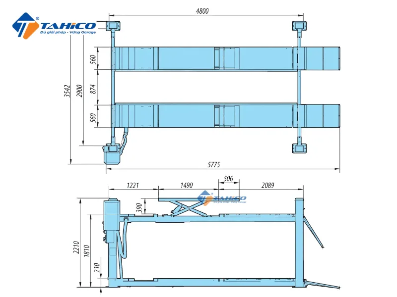 Cầu nâng 4 trụ Heshbon HL-42F 4 tấn