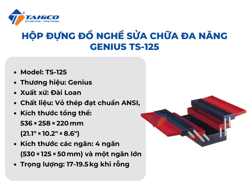 Hộp đựng đồ nghề sửa chữa đa năng Genius TS-125