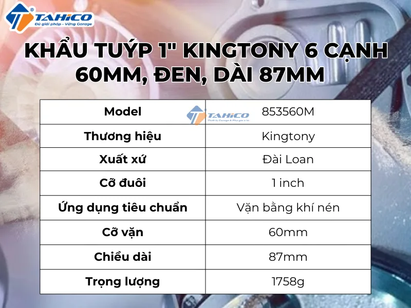 Hình ảnh sản phẩm Khẩu tuýp 1 inch Kingtony 6 cạnh, Đen, Dài 87mm | 60mm 63mm