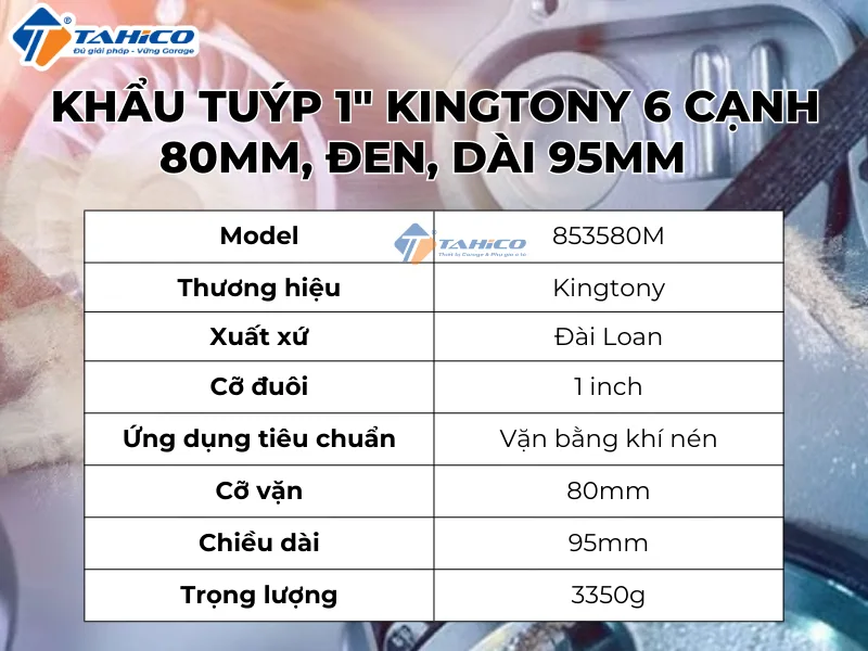 Hình ảnh sản phẩm Khẩu tuýp 1 inch Kingtony 6 cạnh, Đen, Dài 95mm | 80mm 85mm