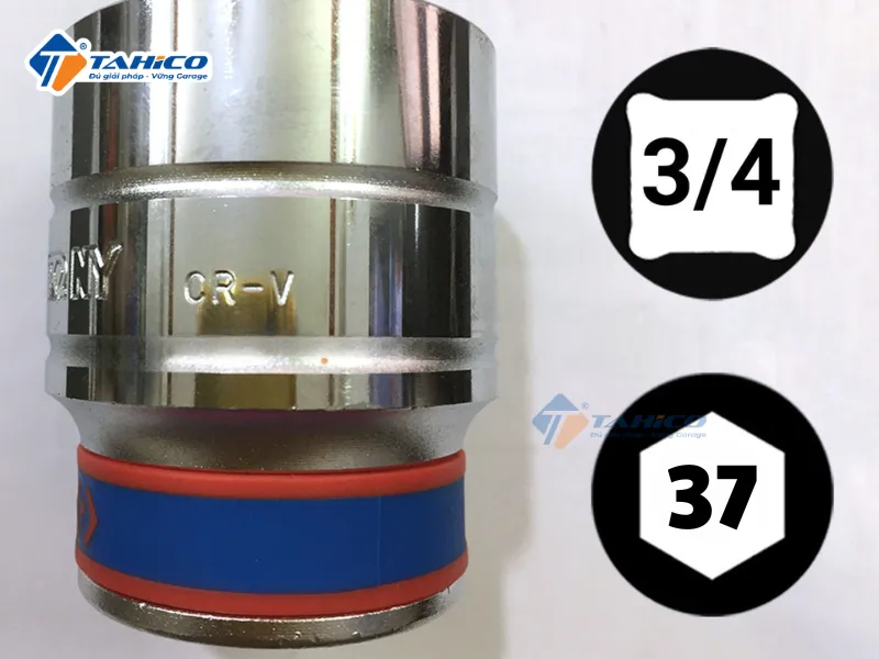 Khẩu tuýp 3/4" Kingtony 633537M - 37mm, 6 cạnh, Trắng, Dài 59mm
