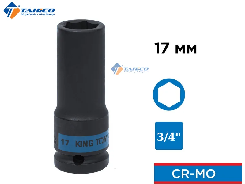 Hình ảnh sản phẩm Khẩu tuýp 3/4 inch Kingtony 6 cạnh, Đen, Dài 60mm | 17mm - 24mm