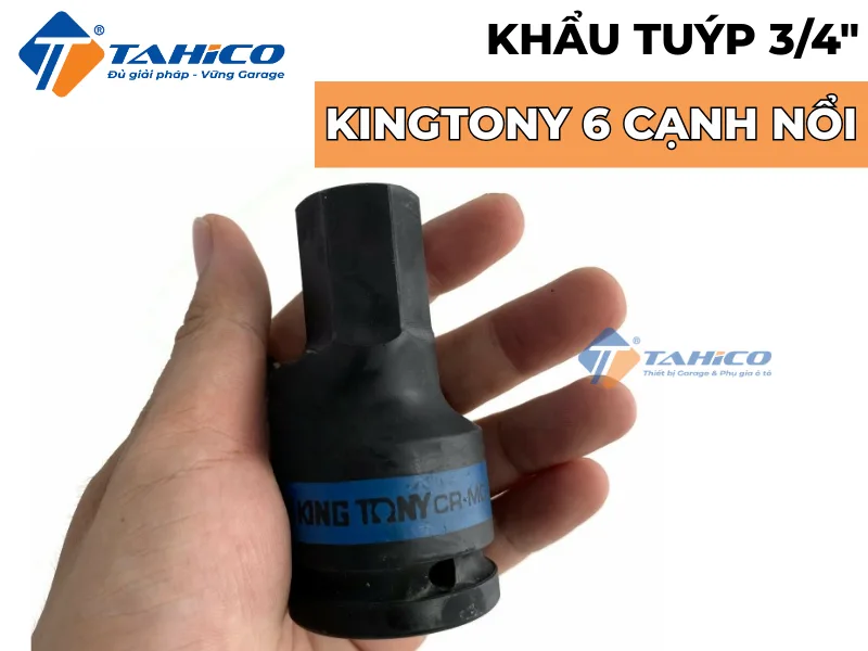 Khẩu tuýp 3/4 inch Kingtony 6 cạnh nổi, Đen, Dài 87mm | Cỡ vặn H14 - H27