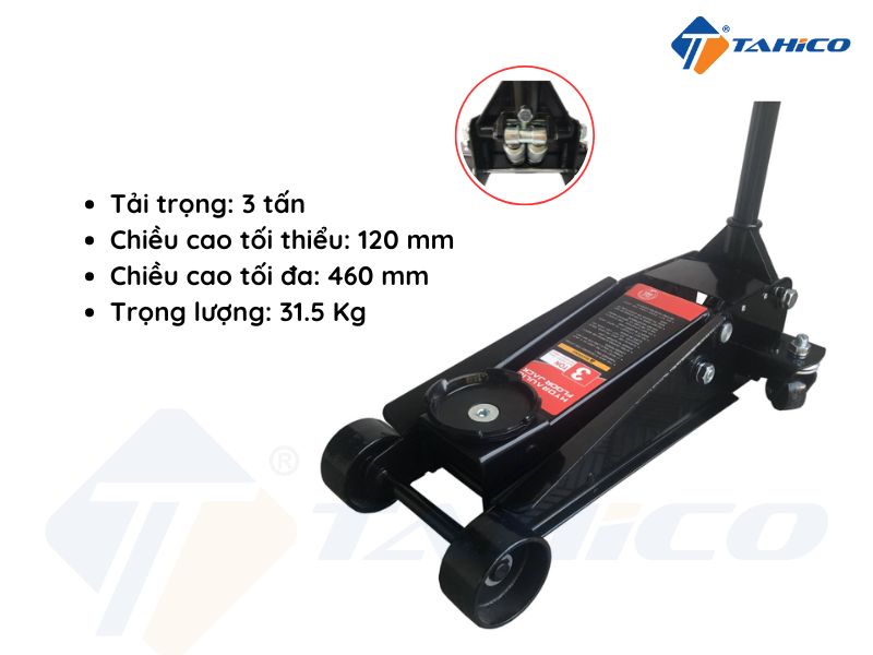 Thông số kỹ thuật của kích cá sấu 3 tấn loại ngắn (loại 2 xy lanh)