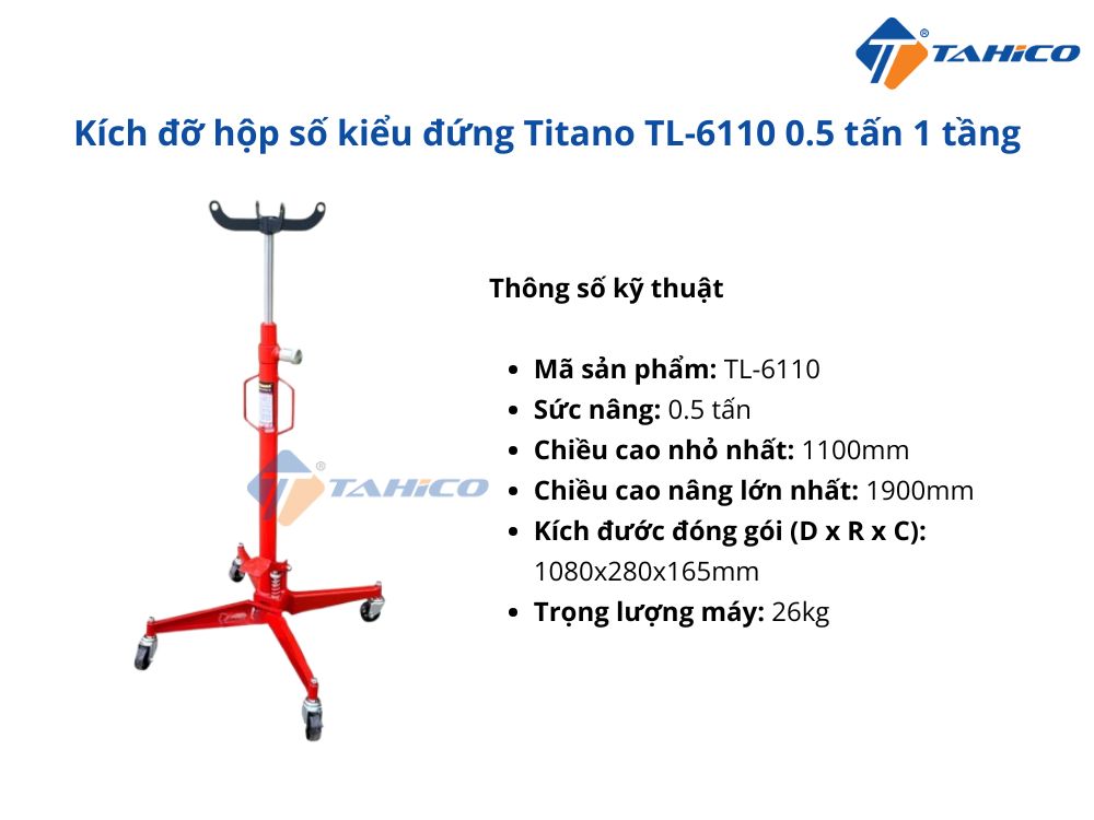 Kích đỡ hộp số kiểu đứng Titano TL 0.5 tấn 1 – 2 tầng