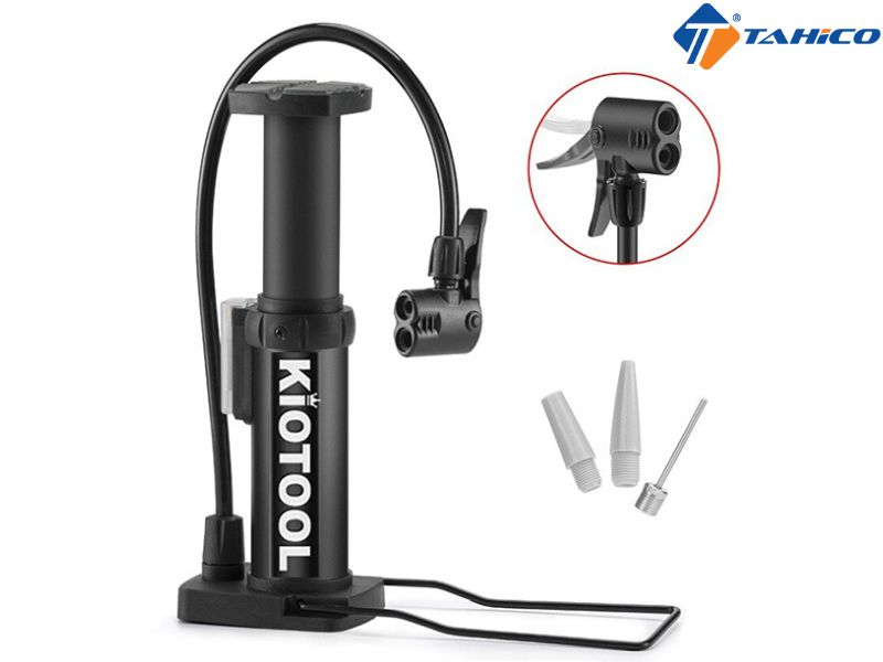 Máy bơm lốp đạp chân Kiotool đầu van đa năng