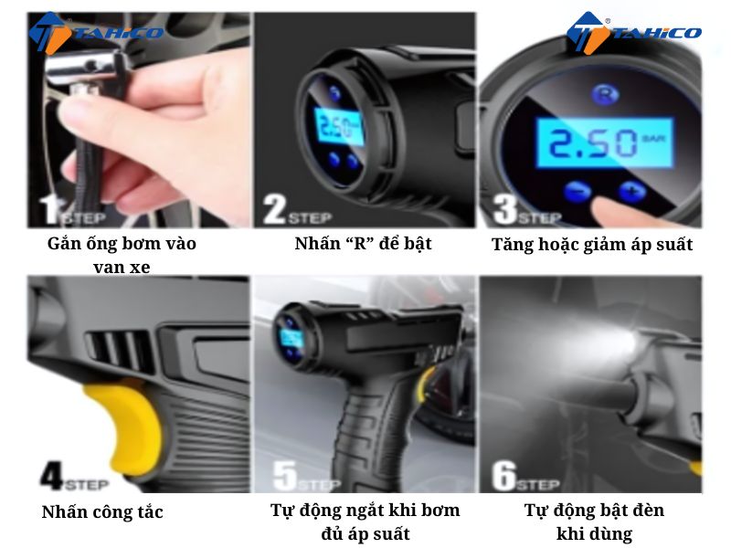 Máy bơm lốp xe mini Suitu