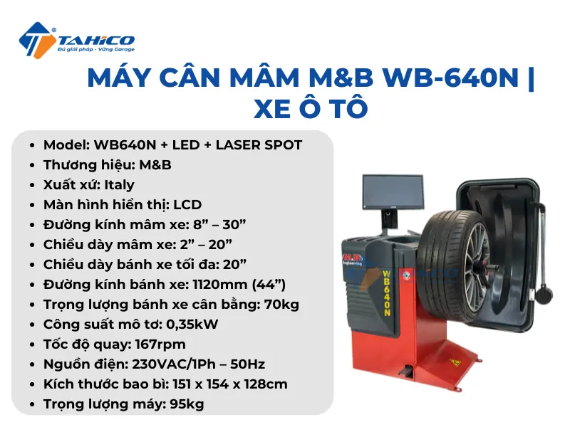 Máy cân mâm M&B WB-640N | Xe ô tô