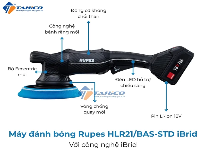 Máy đánh bóng lệch tâm chạy pin Rupes HLR21 iBrid