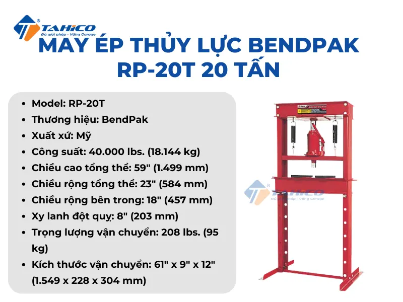 Máy ép thủy lực BendPak RP-20T | RP-20HD 20 tấn