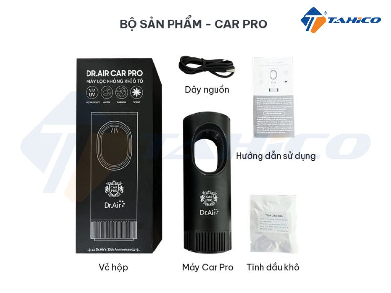 Trọn bộ sản phẩm máy lọc không khí ô tô Dr.Air Car Pro