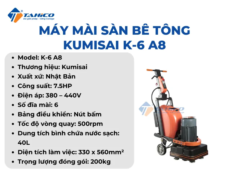Máy mài sàn bê tông Kumisai K-6 A8