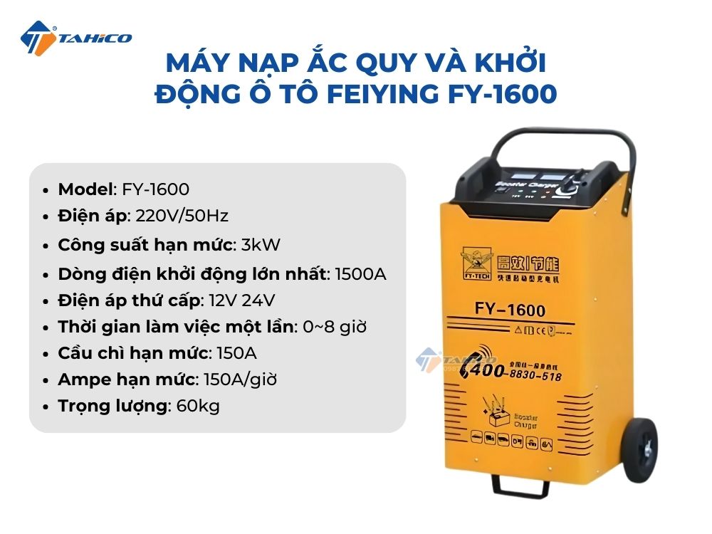 Máy nạp ắc quy và khởi động ô tô Feiying FY-1400, FY-1600, FY-2000