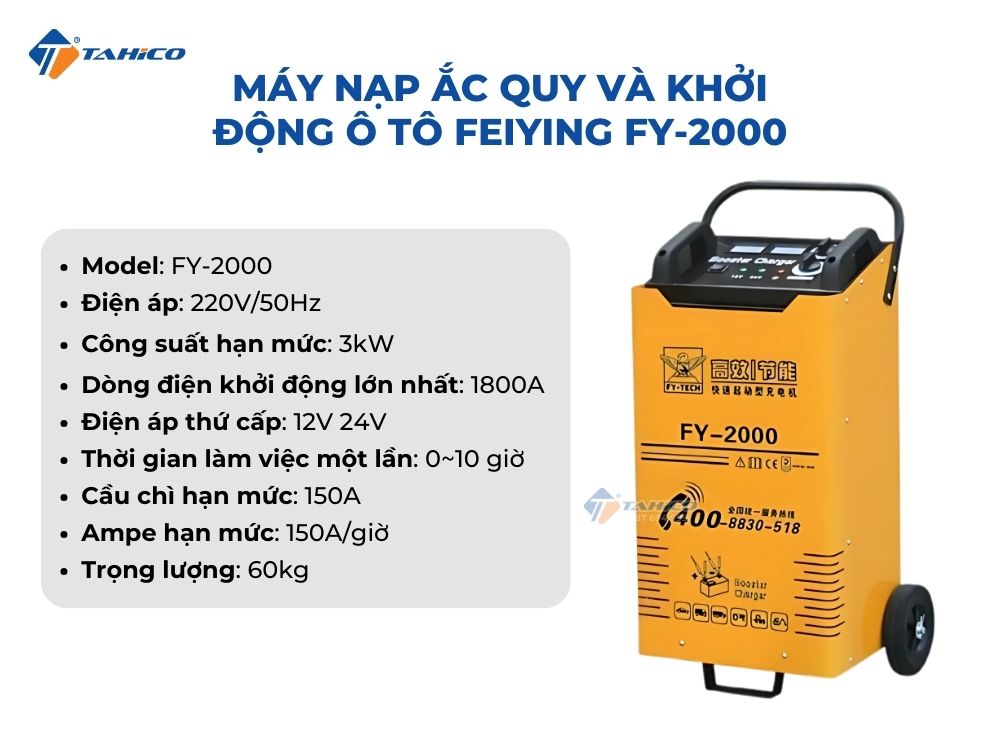 Máy nạp ắc quy và khởi động ô tô Feiying FY-1400, FY-1600, FY-2000