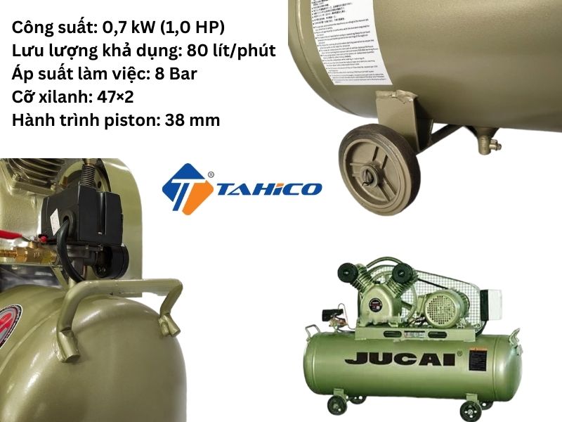 Máy nén khí JUCAI AV0808 0,7 kW (1 HP) 8 Bar 70L