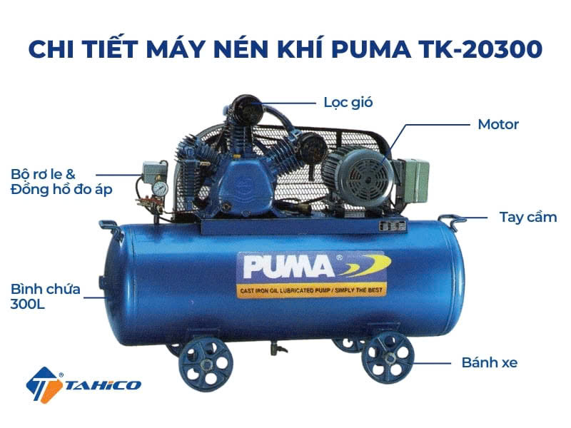Đặc điểm máy nén khí áp lực cao Puma TK-20300 20hp