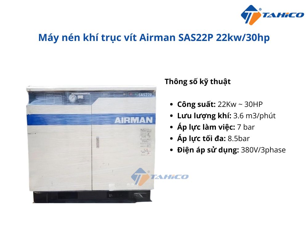 Máy nén khí trục vít Airman 22kw/30hp SAS22P