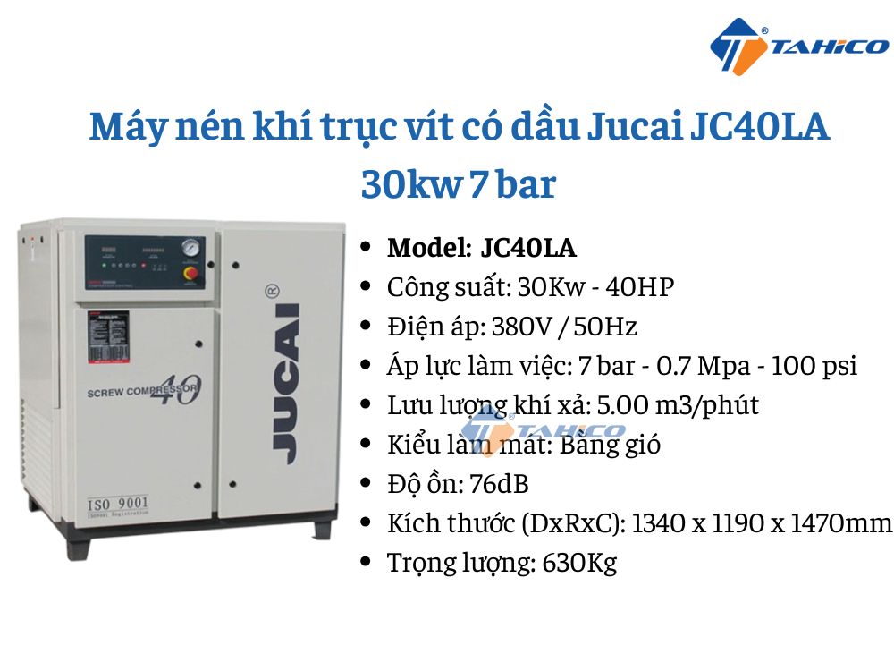 Máy nén khí trục vít có dầu Jucai 30kW