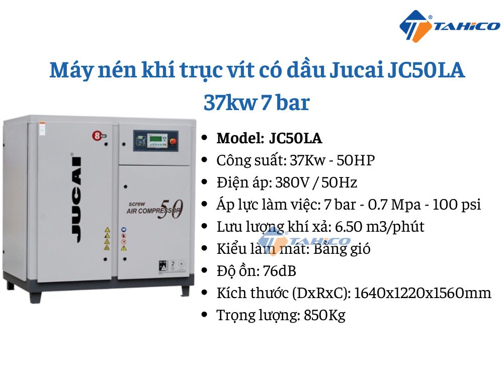 Máy nén khí trục vít có dầu Jucai 37kw
