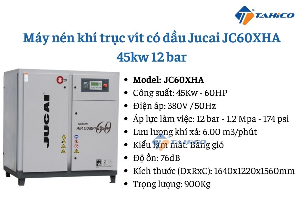 Máy nén khí trục vít có dầu Jucai 45kW