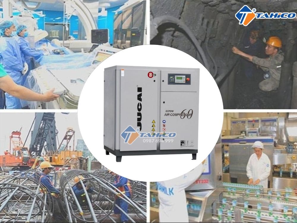 Máy nén khí trục vít có dầu Jucai 45kW