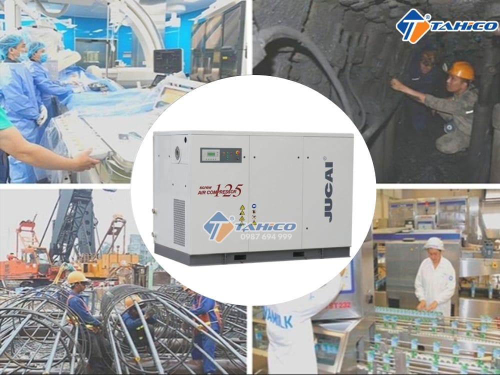 Máy nén khí trục vít có dầu Jucai 90kW