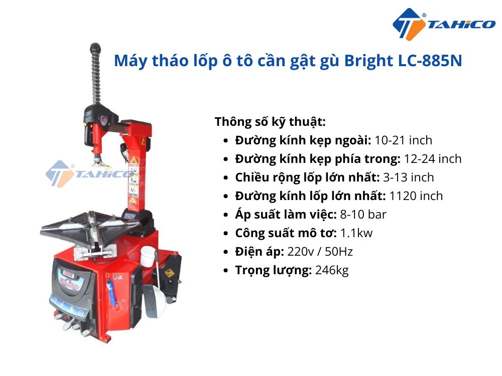 Máy ra vào lốp Bright LC-885N và LC-885N+320 Italy | Cần gật gù