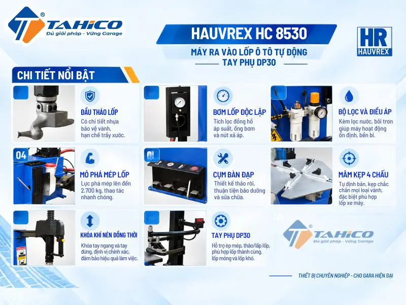 Máy ra vào lốp ô tô tự động Hauvrex HC8530