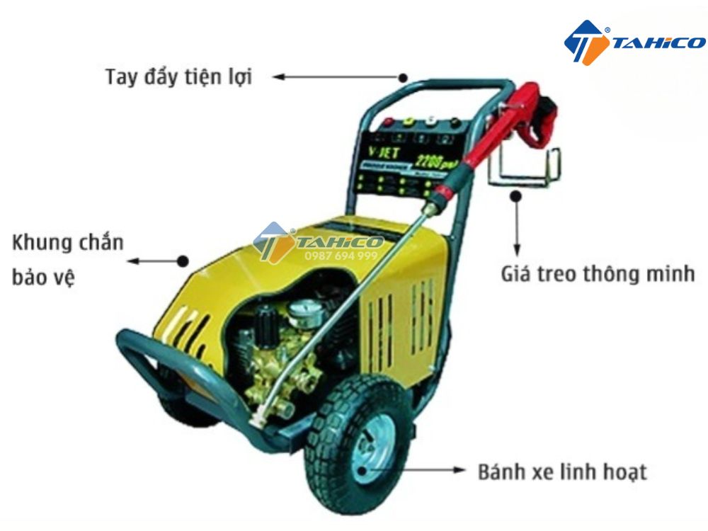 Máy xịt rửa công nghiệp V-JET VJ 3kW | 125 bar, 190 bar, 155 bar
