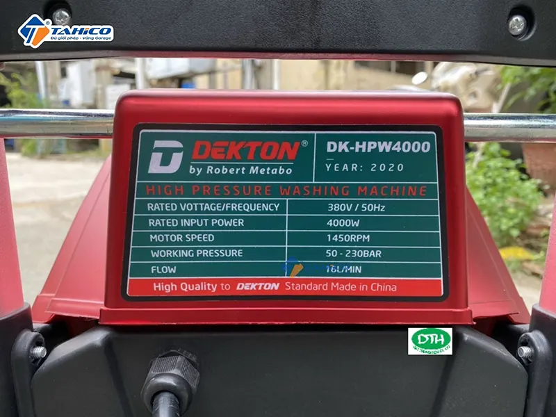 Máy rửa xe Dekton DK-HPW4000 áp 4000W 3 pha 380V