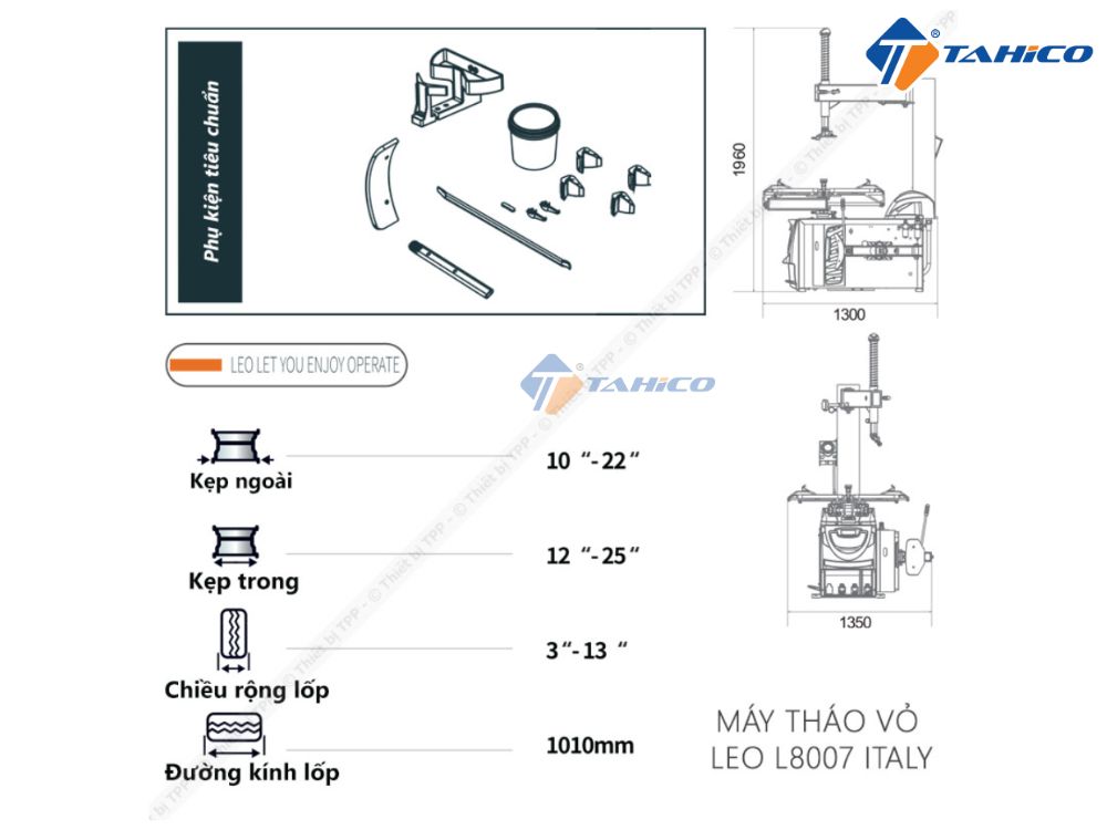 Máy tháo vỏ ô tô có cần phụ LEO L8007 + 241