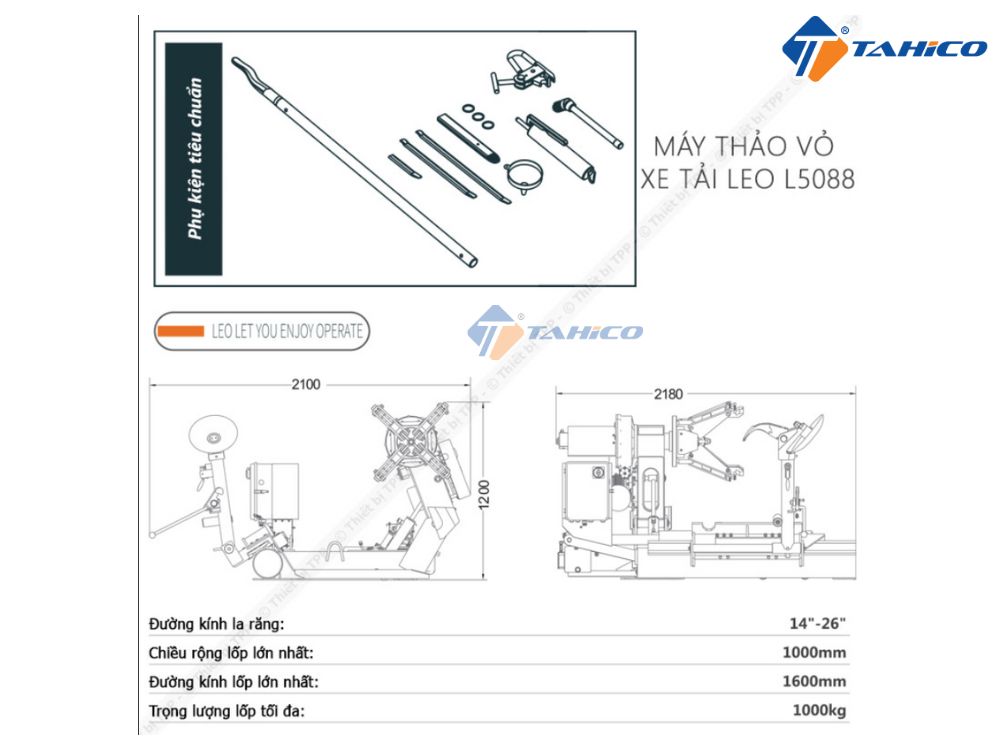 Máy tháo vỏ xe công trình LEO L5088 Italy