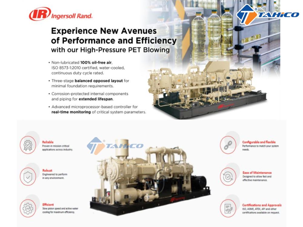 Máy thổi chai piston Ingersoll Rand PET Reciprocating