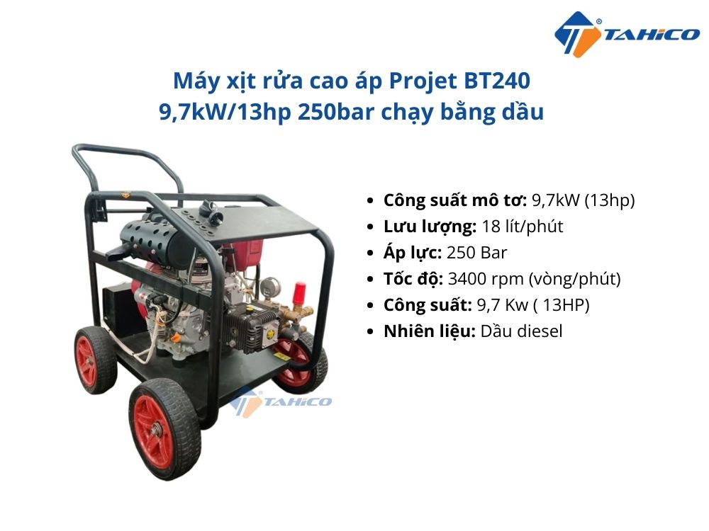Máy xịt rửa cao áp Projet BT240 9,7kW/13hp