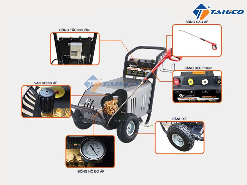 Máy xịt rửa Lutian 2460psi (4kW/5.5hp) 18M25-4T4