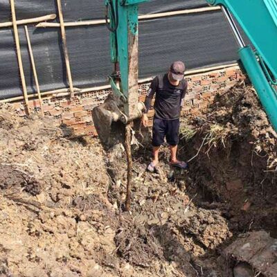 Nhân công và vật tư ép cọc đáy hố móng cầu 1 trụ