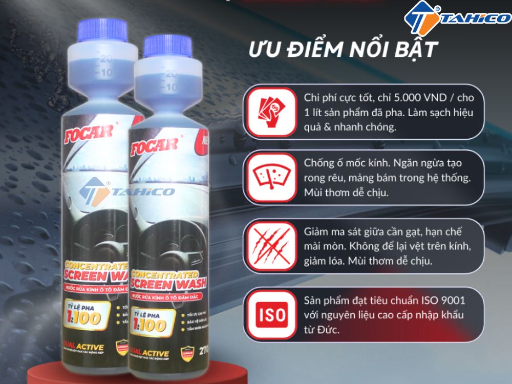 Đặc điểm nước rửa kính Focar Concentrated Screen Wash FC111C