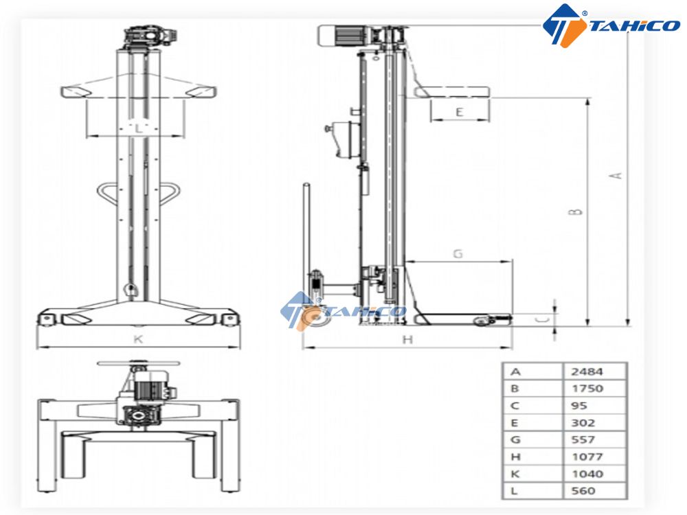 Cầu nâng 4 trụ di động OMA LTW55 4C+4 Italy 5.5 tấn/trụ