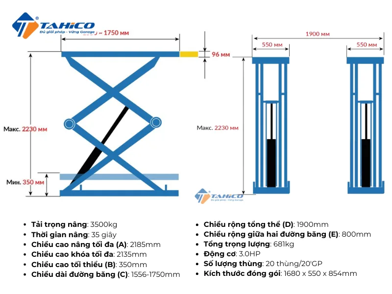 Cầu cắt kéo nâng bụng PEAK SX08F kiểu lắp âm