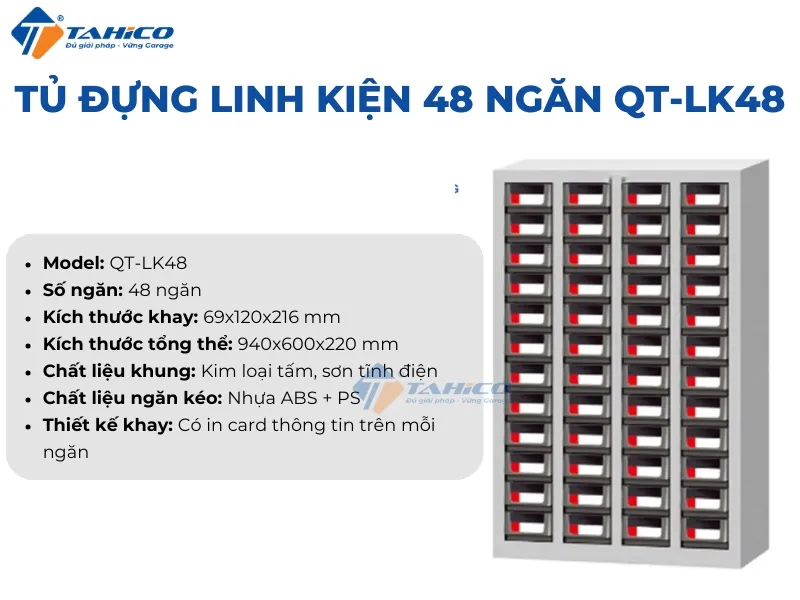 Tủ đựng linh kiện Ally QT-LK48 Series | 48 ngăn 2 cánh