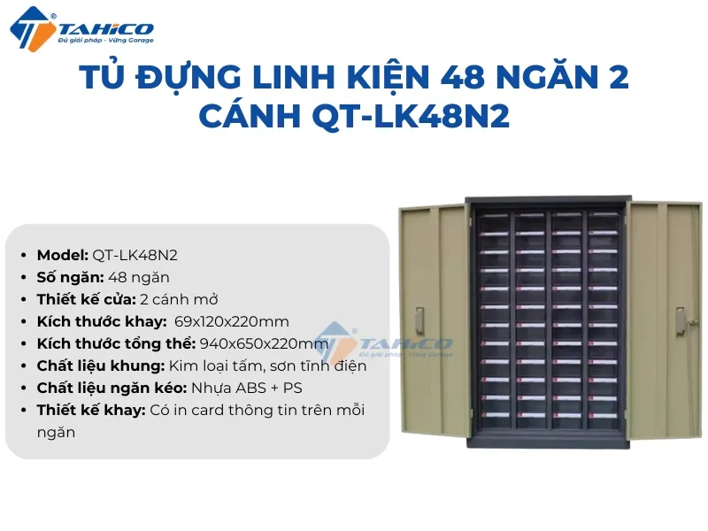 Tủ đựng linh kiện Ally QT-LK48 Series | 48 ngăn 2 cánh